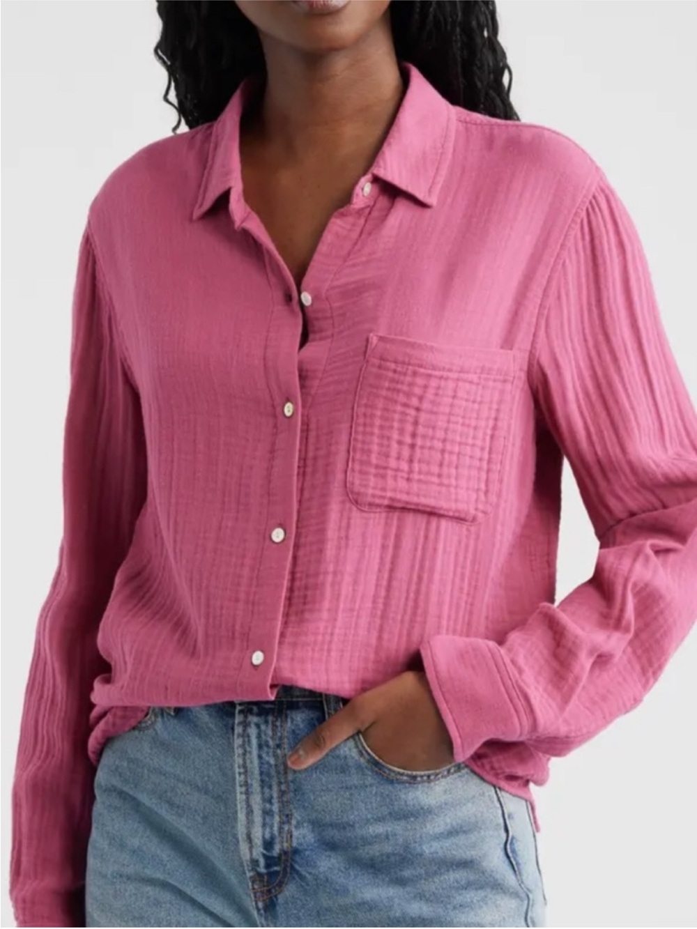 Rails Ellis 100% gauzy cotton button down shirt Pink Orchid
